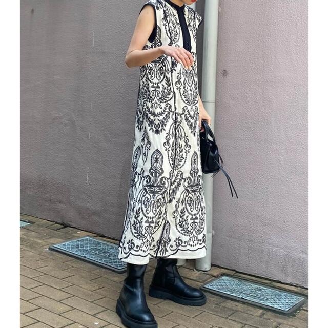 Ameri VINTAGE - らむね様 DAMASK EMBROIDERY LINEN DRESS アメリの