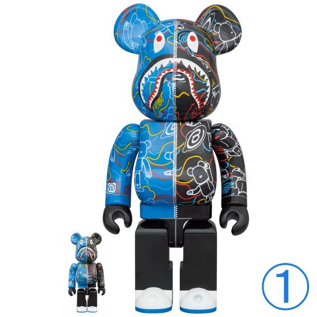 BAPE BE@RBRICK LINE CAMO SHARK 100&400％①