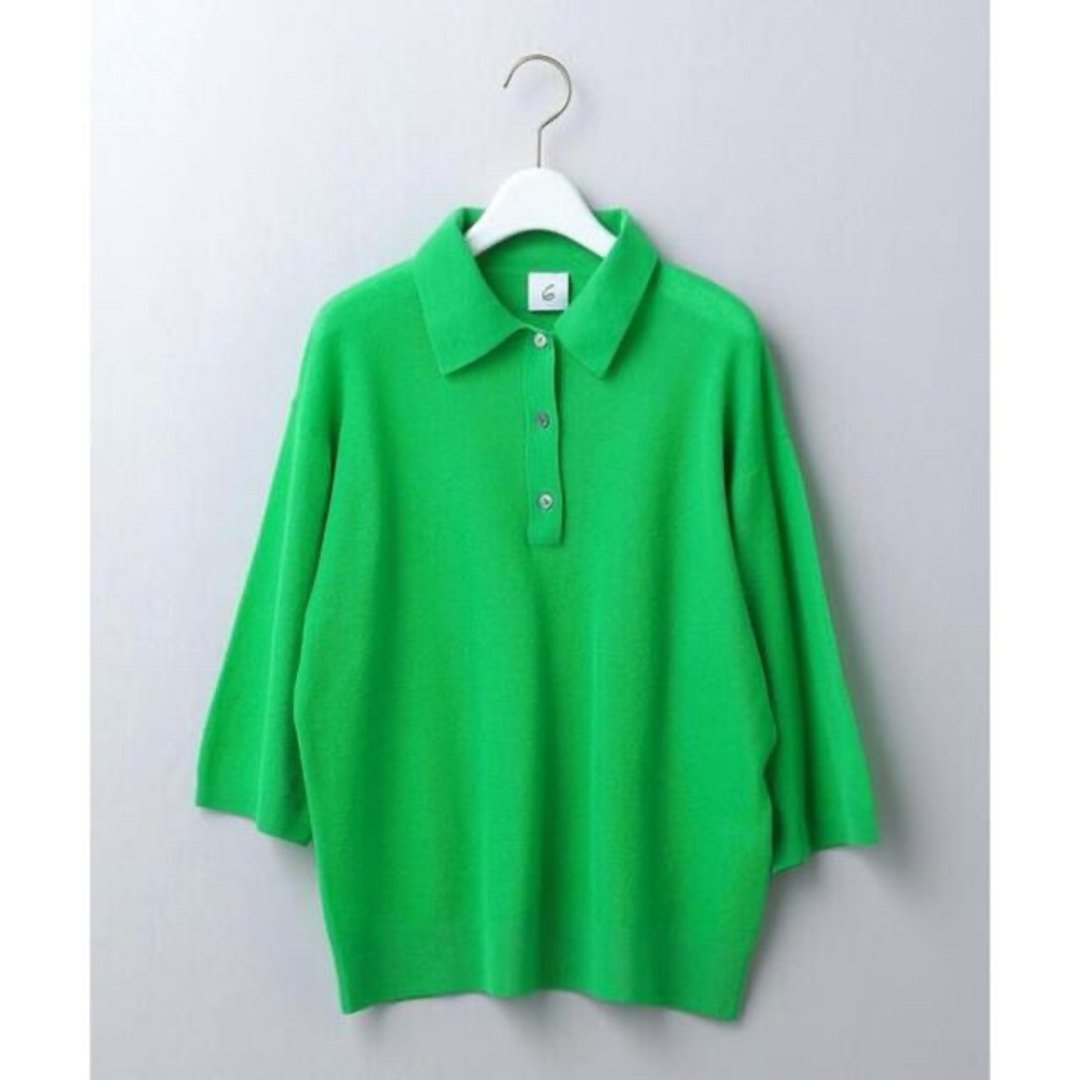 6 (ROKU) - <6(ROKU)>SHIRT KNIT ニット グリーン ケリーの 6 (ROKU) - <6(ROKU)>SHIRT KNIT ニット グリーン ケリーの