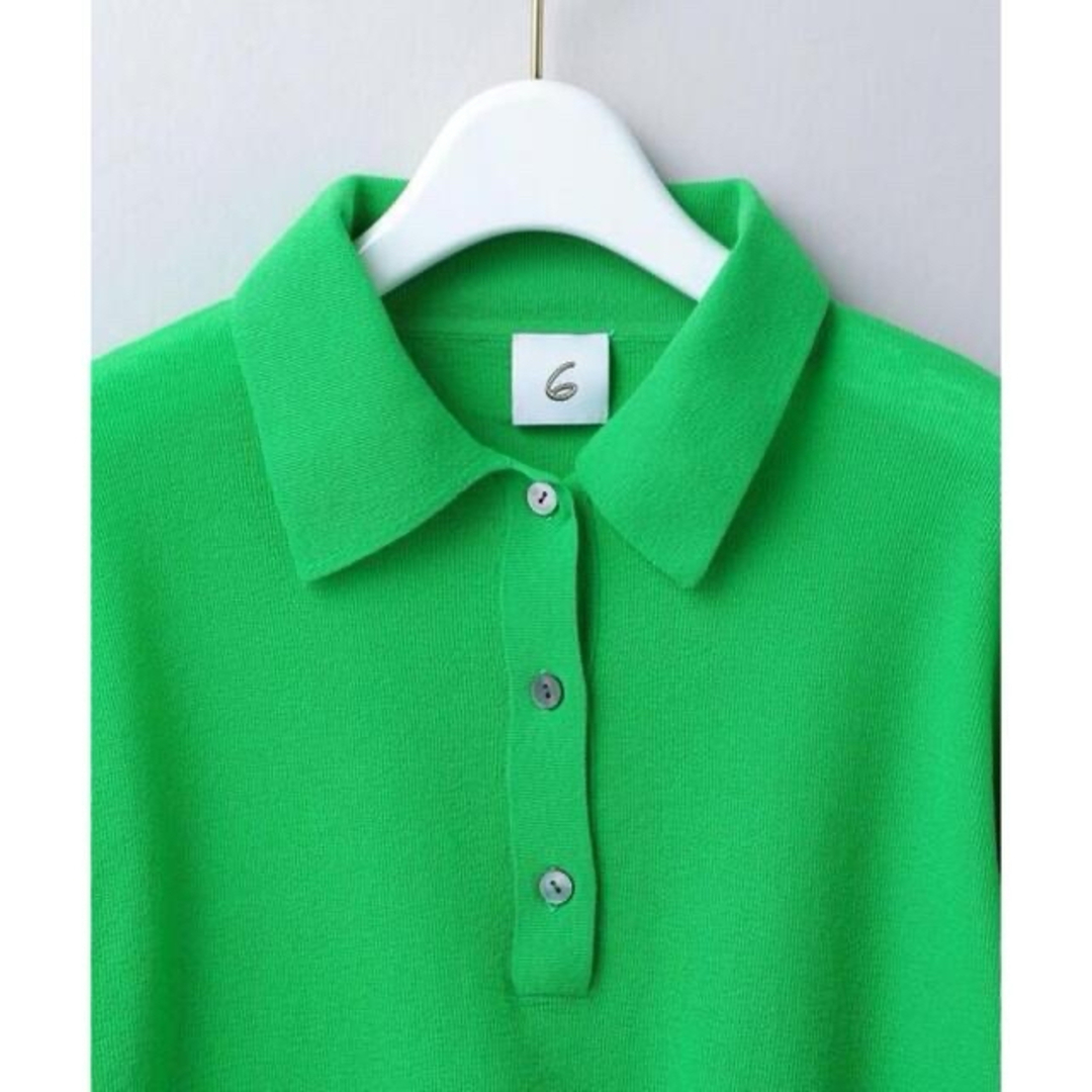 6 (ROKU) - <6(ROKU)>SHIRT KNIT ニット グリーン ケリーの 6 (ROKU) - <6(ROKU)>SHIRT KNIT ニット グリーン ケリーの