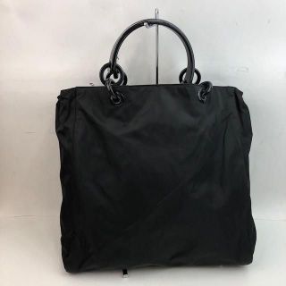 PRADA - PRADA プラダ ナイロン ロゴプレート トートバッグ ブラック