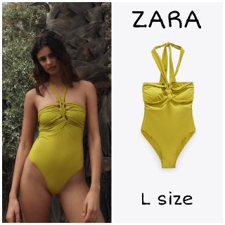 ザラ(ZARA)のZARA　ギャザー スイムウェア　Lサイズ(水着)