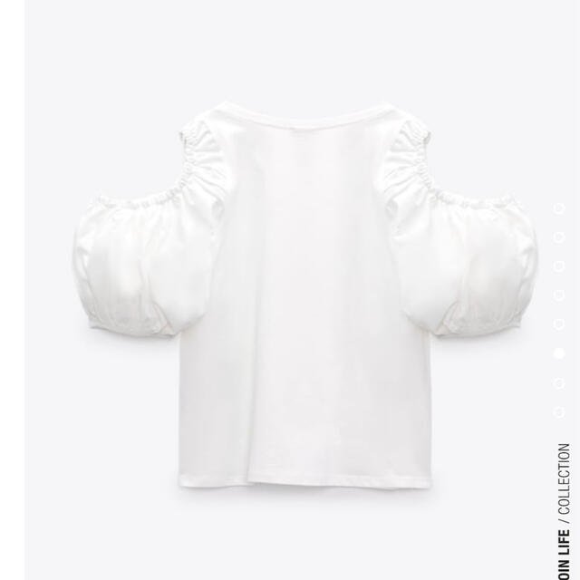 ZARA(ザラ)のカットアウト入りコントラストTシャツ レディースのトップス(カットソー(半袖/袖なし))の商品写真