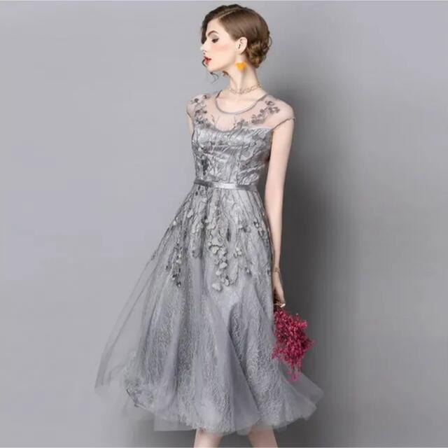 刺繍ドレス レディースのフォーマル/ドレス(ミディアムドレス)の商品写真