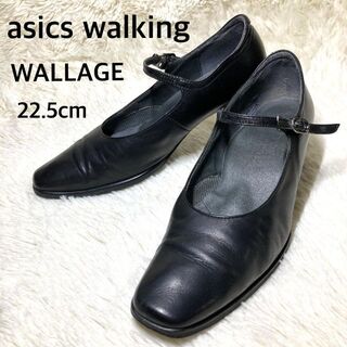 アシックス(asics)のasics WALLAGE ワンストラップ パンプス ブラック 22.5cm(ローファー/革靴)