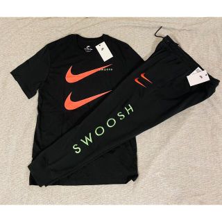 ナイキ(NIKE)のNIKE スウェット Tシャツ ブラック グリーン ジョガーパンツ 上下　L(Tシャツ/カットソー(半袖/袖なし))