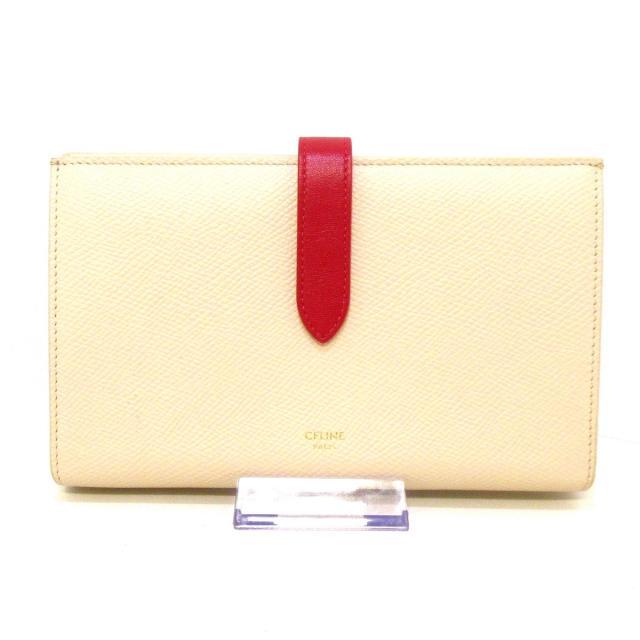 初回限定】 セリーヌ 長財布 ベージュ×レッド レザー - www
