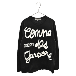 コムデギャルソン(COMME des GARCONS)のCOMME des GARCONS コムデギャルソン 筆記体ロゴプリントクルーネックコットン長袖Tシャツ ブラック OH-T004/AD2021(Tシャツ/カットソー(七分/長袖))