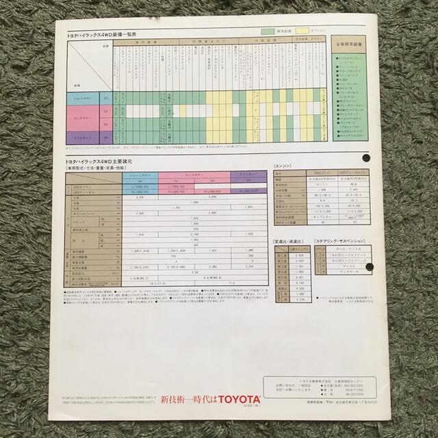 トヨタ(トヨタ)の1983年　TOYOTA ハイラックス　カタログ 自動車/バイクの自動車(カタログ/マニュアル)の商品写真