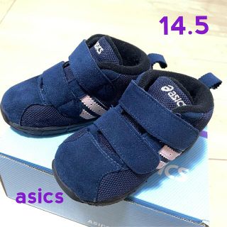 アシックス(asics)のasics スクスク　コンフィ　BABY MS FW 14.5 ネイビー×ピンク(スニーカー)