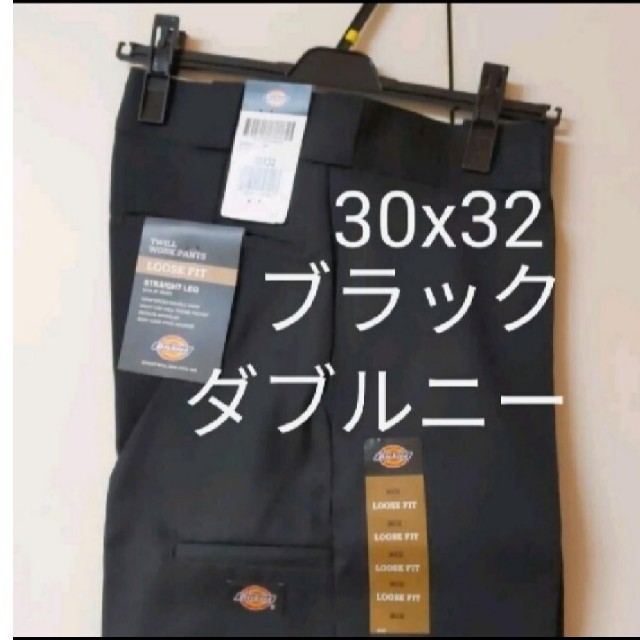 新品 38x32 BK ダブルニー ワークパンツ ディッキーズ ブラック