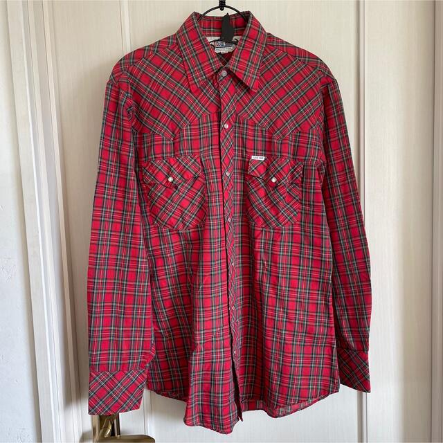 古着　タータンチェックのシャツ　ブラウス　赤　原宿　チェック レディースのトップス(シャツ/ブラウス(長袖/七分))の商品写真