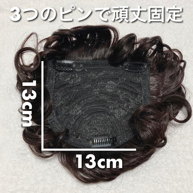 【つむじ隠し3Dヘアピース】 職人手織　部分ウィッグ　白髪　薄毛　ブラウン　① レディースのウィッグ/エクステ(ショートカール)の商品写真