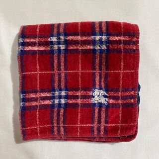 バーバリー(BURBERRY)のバーバリー　ミニテリー　タオルハンカチ　レッドチェック　中古品　#2198(ハンカチ)