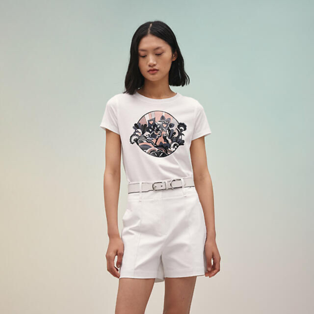 エルメス 新品 Tシャツ カルトゥッシュ レインボー HERMES レア