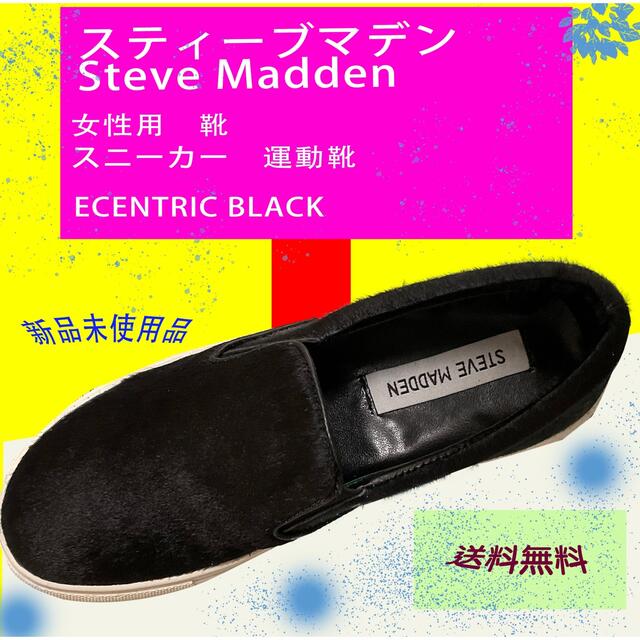 STEVEV  MADDENスニーカー 黒 白 ライン キャンバス カジュアル レディースの靴/シューズ(スニーカー)の商品写真