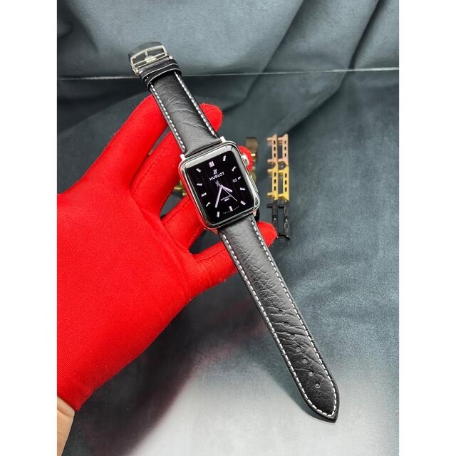 Apple Watch(アップルウォッチ)のおすすめ　アップルウォッチ用牛革ベルト　Ｄバックル付き メンズの時計(レザーベルト)の商品写真