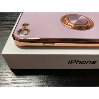  【iPhone 7/8/SE】リング付きケース（Purple × Gold）(iPhoneケース)