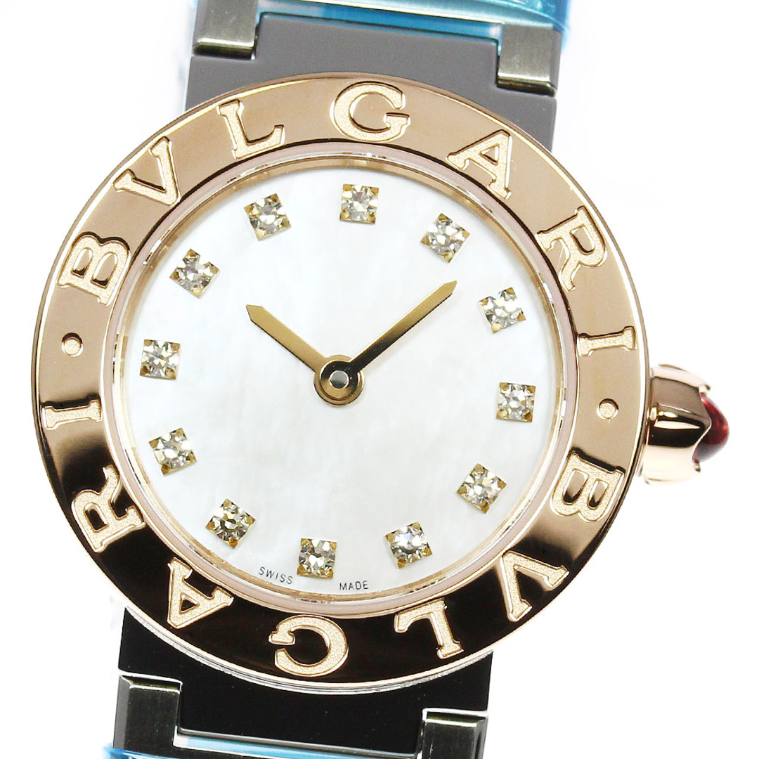 ☆極美品【BVLGARI】ブルガリ ブルガリブルガリ 12Pダイヤ PGコンビ BBP23SG クォーツ レディース_698597【ev10】