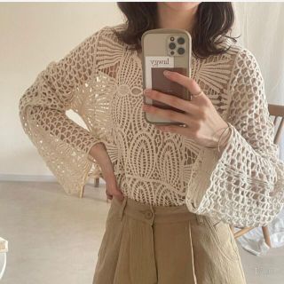 mecherie / Lady crochet top(カットソー(長袖/七分))