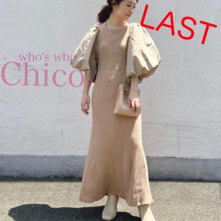 フーズフーチコ(who's who Chico)の新品♡¥8690【Chico 】パワショルニットフレアワンピース(ロングワンピース/マキシワンピース)