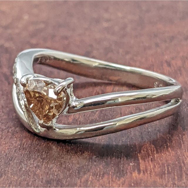 【CJ】ハートのダイヤが可愛らしい！Pt900ダイヤリング 11.5号 レディースのアクセサリー(リング(指輪))の商品写真
