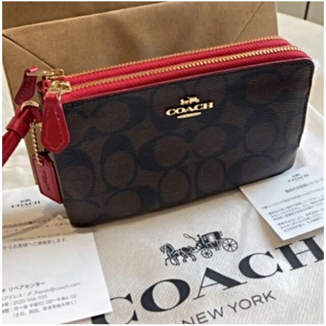 22000円＊購入場所美品⭐️COACH  コーチ　　ダブルジップ財布　      携帯ウォレット