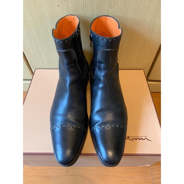 メンズ正規 SANTONI サントーニ ストレートチップ ステッチ ショートブーツ