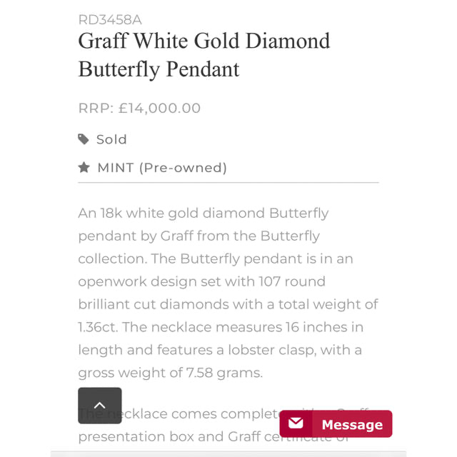 GRAFF グラフ シルエットバタフライ ネックレス ダイヤモンド