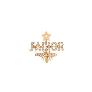 美品 Christian Dior クリスチャンディオール JA DIOR ラインストーン ゴールド 金 メタル ピンブローチ レディース 402247