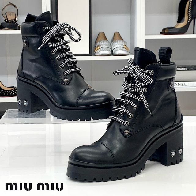 誕生日プレゼント ビジュー レザー ミュウミュウ 4446 - miumiu レース