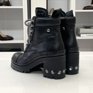 miumiu - 4446 ミュウミュウ レザー ビジュー レースアップ ショート