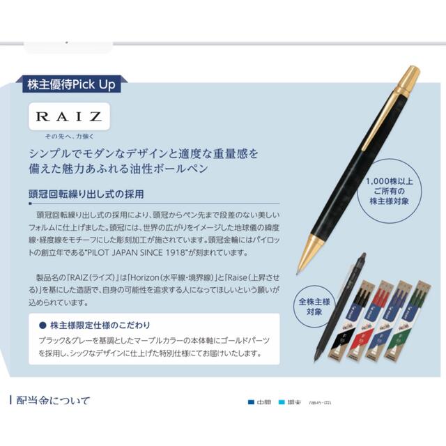 PILOT(パイロット)の新品　パイロット 株主優待　筆記具　油性ボールペン ライズ　RAIZ インテリア/住まい/日用品の文房具(ペン/マーカー)の商品写真