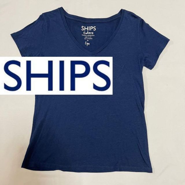 SHIPS(シップス)の美品 SHIPS colors Vネック胸ポケット 半袖Tシャツ M レディースのトップス(Tシャツ(半袖/袖なし))の商品写真