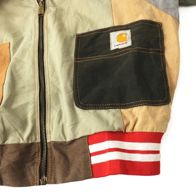 carhartt 1点物パッチワークリメイク◎フーディジャケット/パーカ