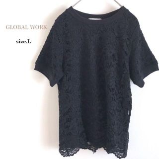 グローバルワーク(GLOBAL WORK)の514 カットソー L 黒 GLOBAL WORK(カットソー(半袖/袖なし))