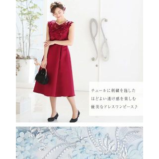 パーティー ドレス ワンピース レッド M(ミディアムドレス)