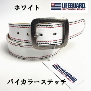 ホワイト LIFEGUARD ライフガード ステッチ ワイド  ベルト03(ベルト)