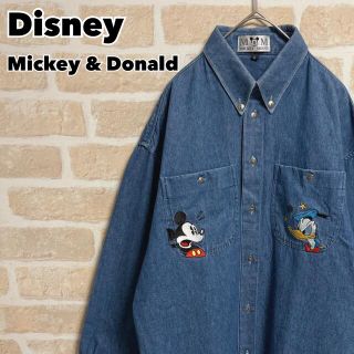 ディズニー(Disney)のDisney ディズニー デニムシャツ ミッキー ドナルド 刺繍 90s 00s(シャツ)