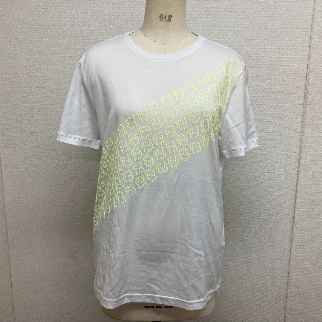 FENDI(フェンディ)のフェンディ FENDI FFロゴ FY0894 トップス 半袖Ｔシャツ コットン ホワイト×イエロー メンズのトップス(Tシャツ/カットソー(半袖/袖なし))の商品写真