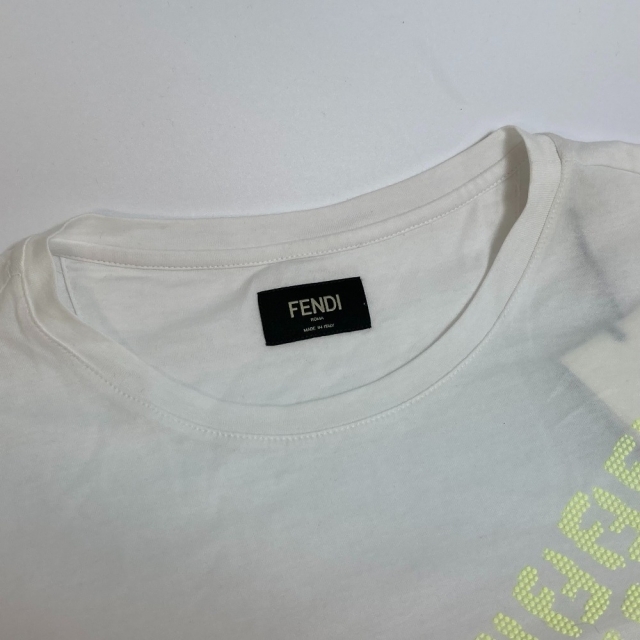 FENDI(フェンディ)のフェンディ FENDI FFロゴ FY0894 トップス 半袖Ｔシャツ コットン ホワイト×イエロー メンズのトップス(Tシャツ/カットソー(半袖/袖なし))の商品写真