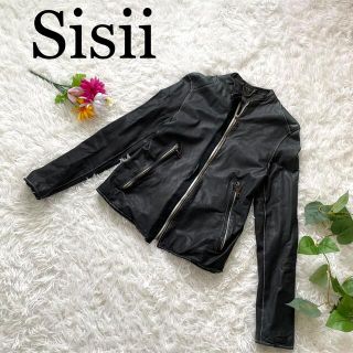 シシ(sisi)の美品♪シシ/ラムレザーライダースジャケット☆ノーカラー(ライダースジャケット)