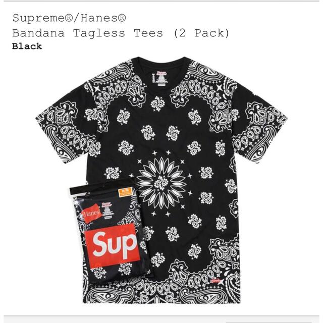 Supreme(シュプリーム)のsupreme hanes bandana tagless tee Sサイズ メンズのトップス(Tシャツ/カットソー(半袖/袖なし))の商品写真