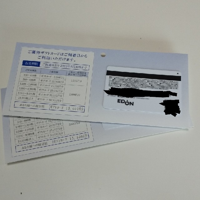 エディオン 株主優待券2枚 合計30000円分