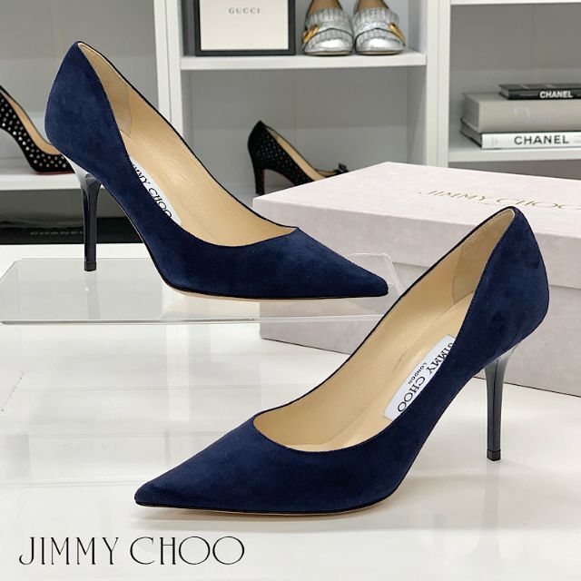 JIMMY CHOO(ジミーチュウ)の4660 未使用 ジミーチュウ スエード パンプス ネイビー レディースの靴/シューズ(ハイヒール/パンプス)の商品写真