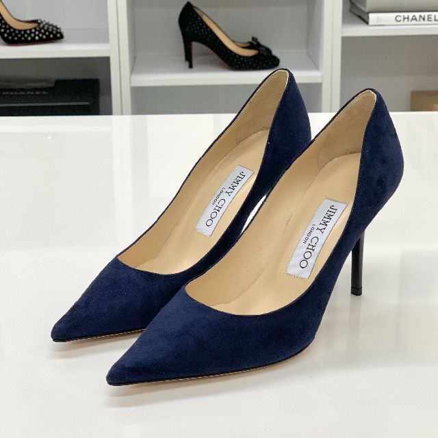 JIMMY CHOO(ジミーチュウ)の4660 未使用 ジミーチュウ スエード パンプス ネイビー レディースの靴/シューズ(ハイヒール/パンプス)の商品写真