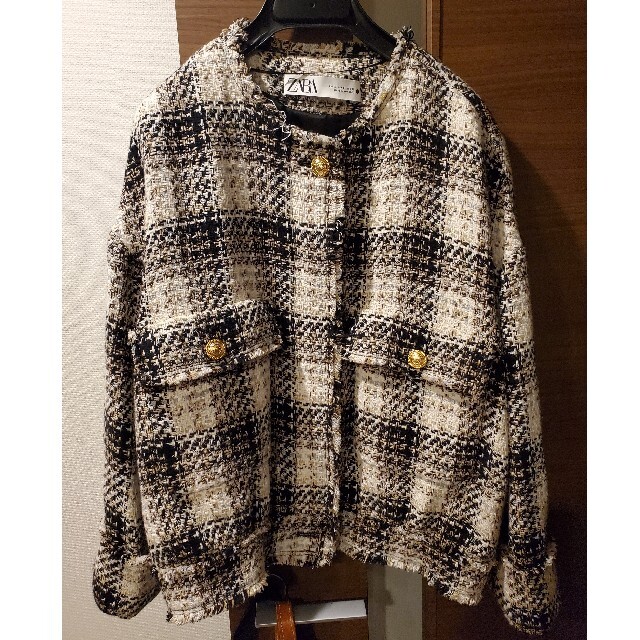 Zara ツイード　ジャケット　ドロップショルダー