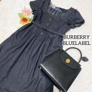 バーバリーブルーレーベル(BURBERRY BLUE LABEL)のバーバリーブルーレーベル ワンピース　ベルト付き　ブラック　グレー(ひざ丈ワンピース)