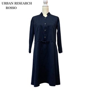 アーバンリサーチロッソ(URBAN RESEARCH ROSSO)の美品 アーバンリサーチ ロッソ ドロスト 長袖 ワンピース 金ボタン ネイビー(ロングワンピース/マキシワンピース)