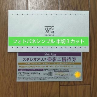 スタジオアリス　撮影ご優待券　フォトパネシンプル半切３カット(その他)